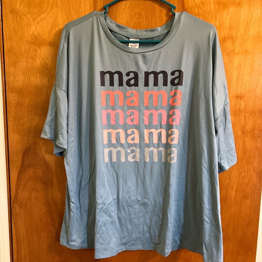 Blue Graphic Tee with 'Mama' Print
